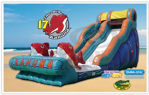 Big Kahuna Surf Slip and Slide 17' Commercial Water Slide Wet/Dry Single Lane Splash Moonwalk 